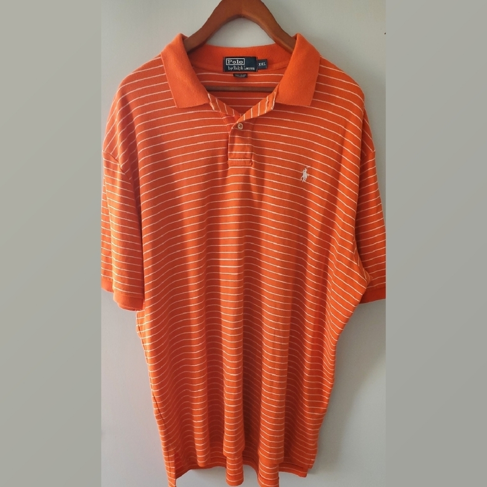 Polo by Ralph Lauren Orange Striped Cotton Polo Shirt